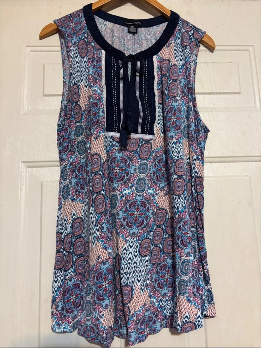 RXB Navy, Pink & Blue Sleeveless Printed Tunic‎